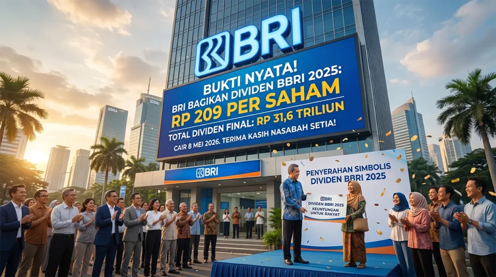 Rp 209 per Saham Dividen BBRI 2025, Cair 8 Mei 2026